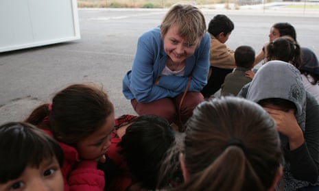 Yvette Cooper visits a refugee camp in Athens