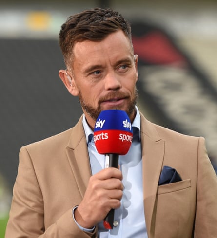 Lee Hendrie working as a pundit at MK Dons v AFC Wimbledon in September 2019