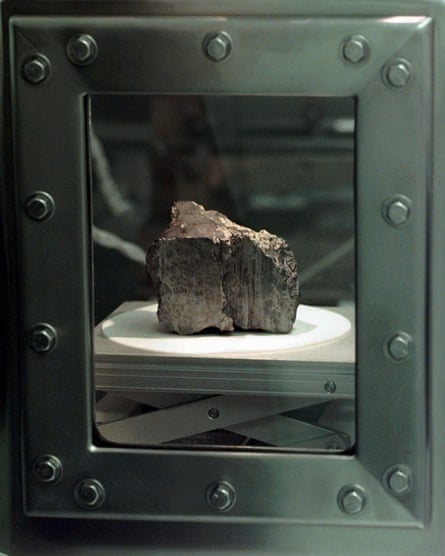 A Martian meteorite discovered in Antartica in 1984. Researchers claim to have found fossil evidence of organic material within the rock.