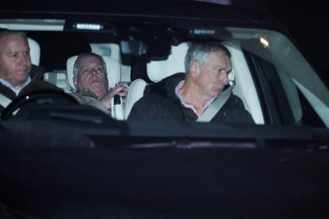 Andrew Mountbatten Windsor, younger brother of Britain’s King Charles, formerly known as Prince Andrew, leaves Aylsham Police Station on a vehicle, on the day he was arrested on suspicion of misconduct in public office.