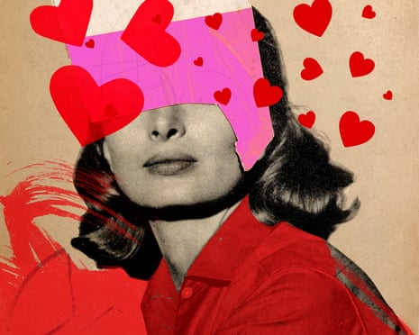 Woman with a blindfold and hearts