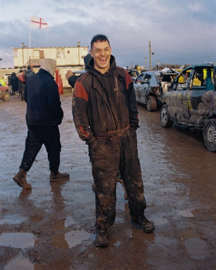 Wayne Boland smiling at bangers race in Guardian Documentary A Mouthful of Petrol
