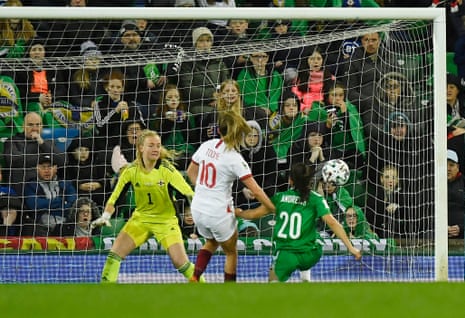 England’s Ella Toone scores their second goal.