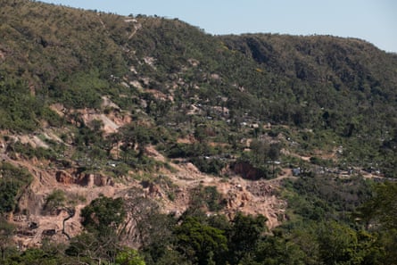 View of damage to the landscape at Vila Cururu