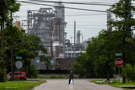 Jamal Johnson walks done his neighbourhood, which backs connected to nan Motiva refinery.