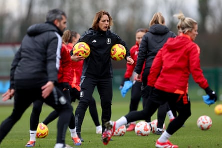 Natalia Arroyo head coach of Aston Villa in action during a training session at Bodymoor Heath training ground