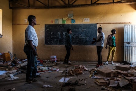 a looted classroom at Ksanet Junior Secondary School