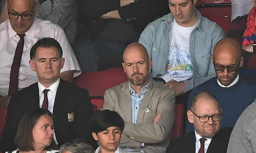 Erik ten Hag watches from the stands.