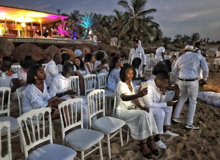 Guests attend a beach wedding near Dakar, November 2018