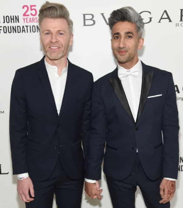 Rob France (L) and Tan France attends the 26th annual Elton John AIDS Foundation Academy Awards Viewing Party sponsored by Bulgari, celebrating EJAF and the 90th Academy Awards at The City of West Hollywood Park on March 4, 2018 in West Hollywood, California. (Photo by Jamie McCarthy/Getty Images for EJAF)