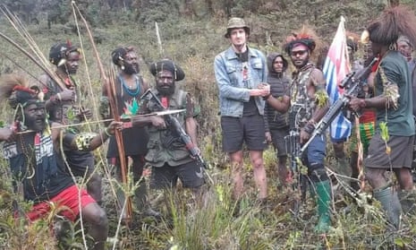A video still released by West Papua separatists of the man they say is abducted pilot Phillip Mehrtens