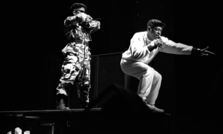 Public Enemy performing at Hammersmith Odeon, London, in 1987.