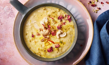 Indian saffron rice pudding.