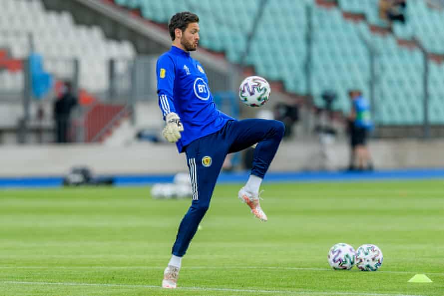 Craig Gordon leans on for the friendly against Luxembourg in June.