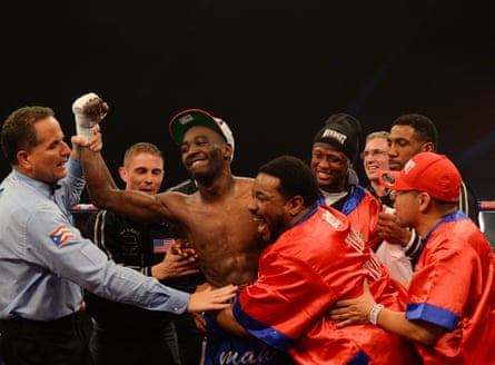 Terence Crawford celebrates aft winning his first world title pinch a 12-round unanimous determination complete Ricky Burns astatine Glasgow’s Exhibition and Conference Centre successful March 2014.