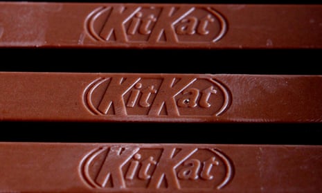 Kit Kat chocolate, produced by Nestlé.