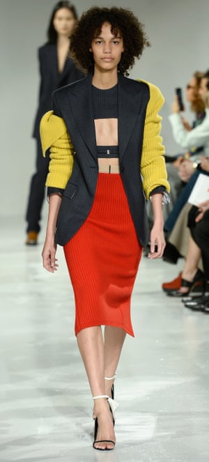 Bonnie 2.0 … a model walks the runway for Calvin Klein at New York fashion week, 2017.