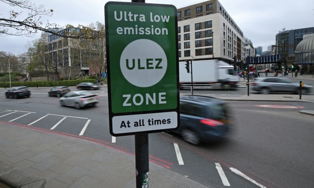An ultra low emission zone sign in London.