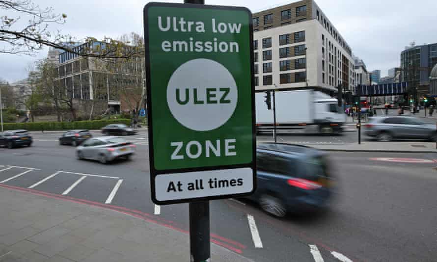 An ultra-low emission zone sign in London.
