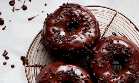 Rich chocolate glazed doughnuts