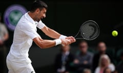 Novak Djokovic in action against Lorenzo Musetti