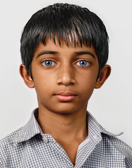An Indian boy with striking blue eyes