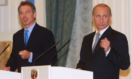 Vladimir Putin and Tony Blair in Moscow in October 2001
