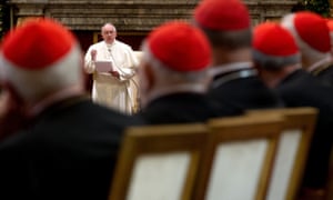 Pope Francis and members of the Vatican Curia