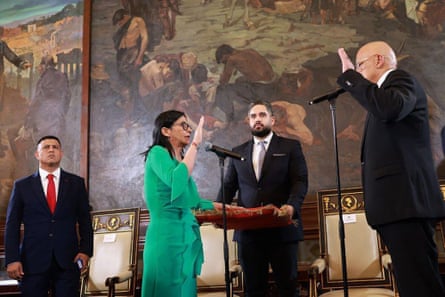 Delcy Rodríguez taking the oath of office in Caracas
