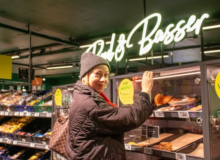 Buying bakery products in a supermarket