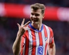 European football: Sørloth hits four-minute hat-trick for Atlético Madrid