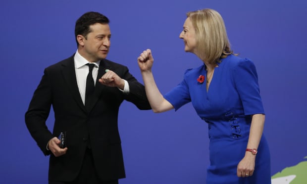Liz Truss and Volodymyr Zelenskiy