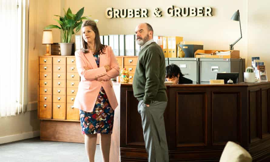 Julia Zemiro, Marty Sheargold and Aaron Chen as Roz, Ray and George in Fisk