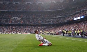 Morata celebrates scoring at the Bernabeu in August, after Real Madrid activated his buy-back clause in the summer.