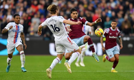Lucas Paqueta in action against Crystal Palace