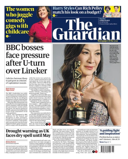 Guardian front page 14 March