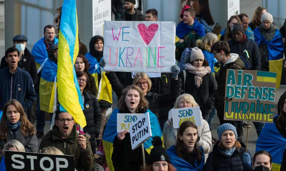 A protest in support of Ukraine in London this month