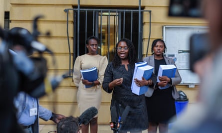 Mercy Mutemi, a lawyer for the plaintiffs in a second case against Meta due to be heard in Kenya, outside a Nairobi court in December.