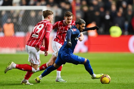 West Ham's Said Benrahma gets away from two Bristol City players