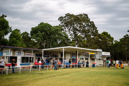 Residents outside the Echunga football club