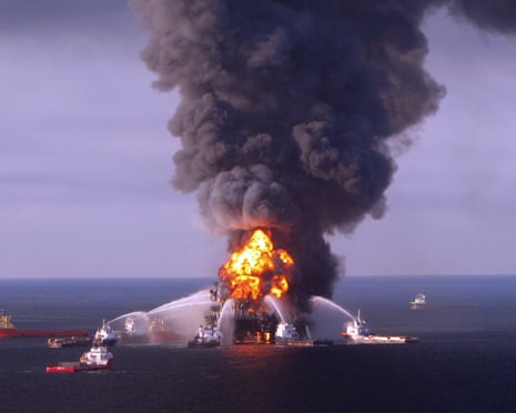 The blaze on Deepwater Horizon in April 2010.