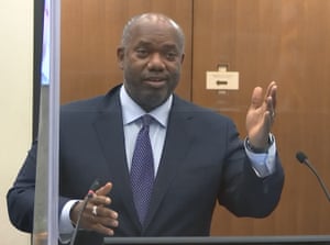 Prosecutor Jerry Blackwell speaking as Hennepin County Judge Peter Cahill presided over pre-trial motions earlier this month in the trial of former Minneapolis police officer Derek Chauvin, at the Hennepin County Courthouse in Minneapolis, Minnesota. Chauvin is charged in the May 25, 2020, murder of George Floyd.