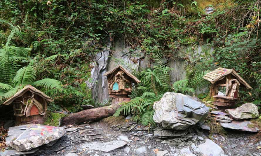 Fairy houses along the Faerie Trail at Loch Lomond in Scotland.
