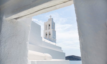 View of whitewashed church