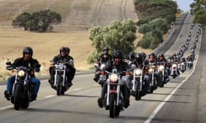Bikies in Adelaide. An official report says Campbell Newman’s government spent too much time and money on bikie gangs.