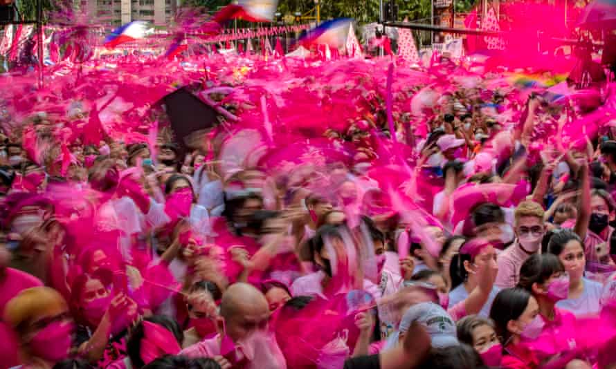 Kakampinks (pink allies), as Leni Robredo’s supporters as known, take part in a rally in Metro Manila, Philippines, in March.