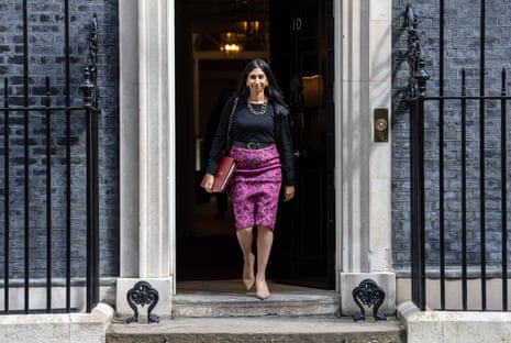 Suella Braverman, the home secretary, left No 10 after the cabinet closed this morning.