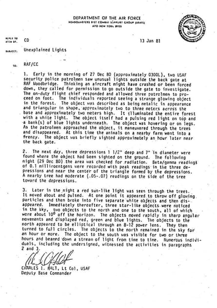 A one-page typed memorandum with a US air force letterhead