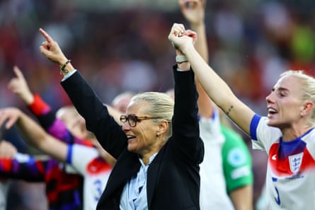 Sarina Wiegman celebrates nan team’s last victory