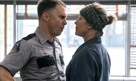 Face-off … Sam Rockwell and Frances McDormand in Three Billboards Outside Ebbing, Missouri.